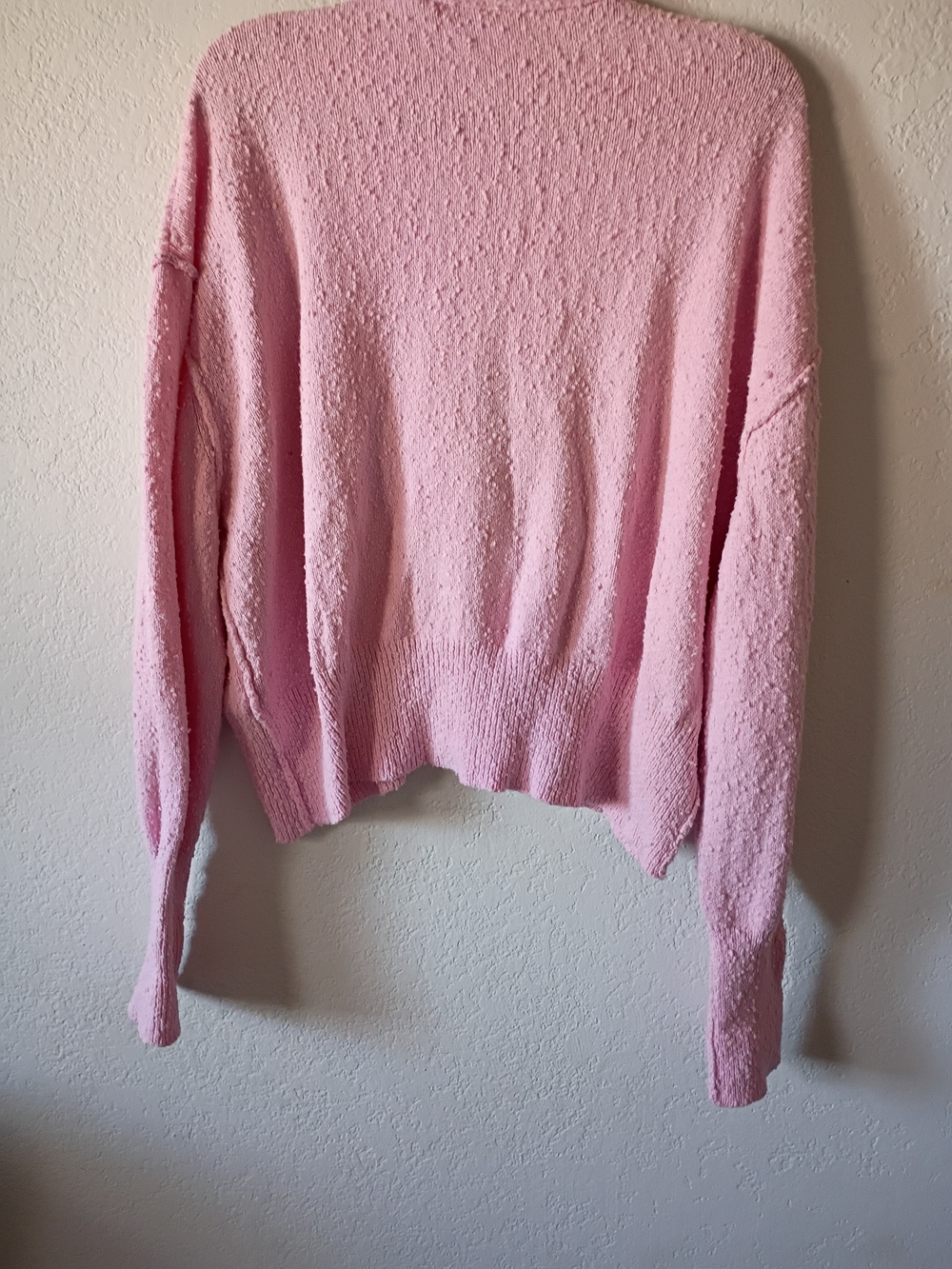 Free  People Oversize  Pink Textured Button-Front Cardigan Size M - Picture 4 of 15